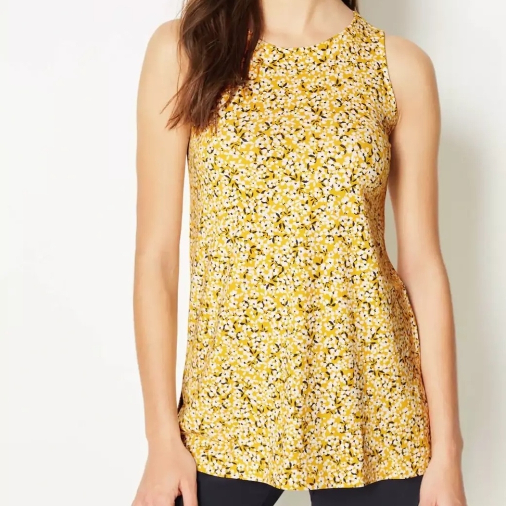 J•Jill Wearever Collection Floral Sleeveless Yellow Top
